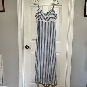 C & C California 100% Linen Blue & White size 10 Maxi Dress